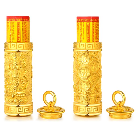 999 Pure Gold Akasagarbha Guardian Pendant - Ox & Tiger Zodiac Birth Buddha